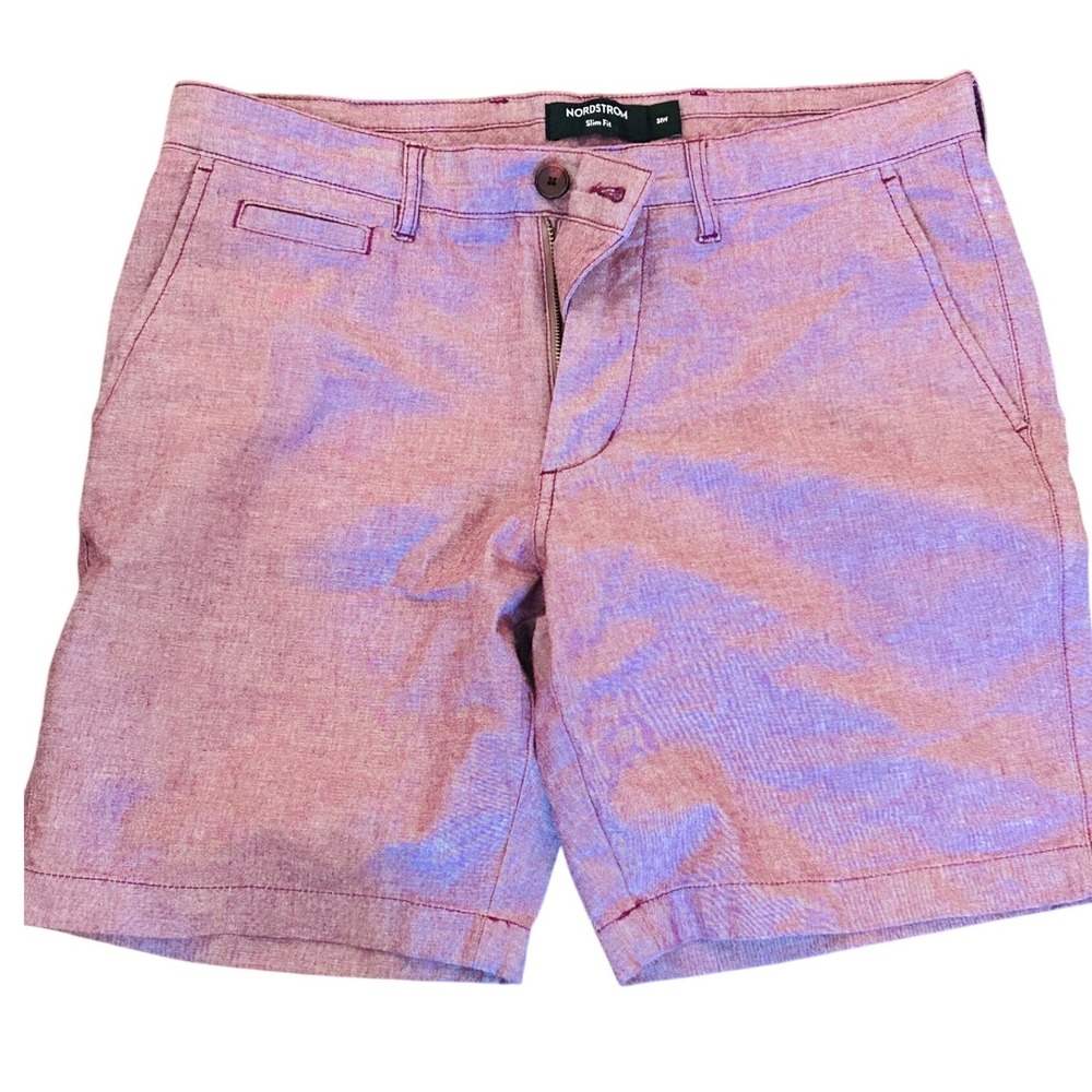 Nordstrom Slim Fit Chino Shorts Men's 31 Wine Heather Stretch Flat Front